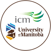 University circular logo with blue and white colors